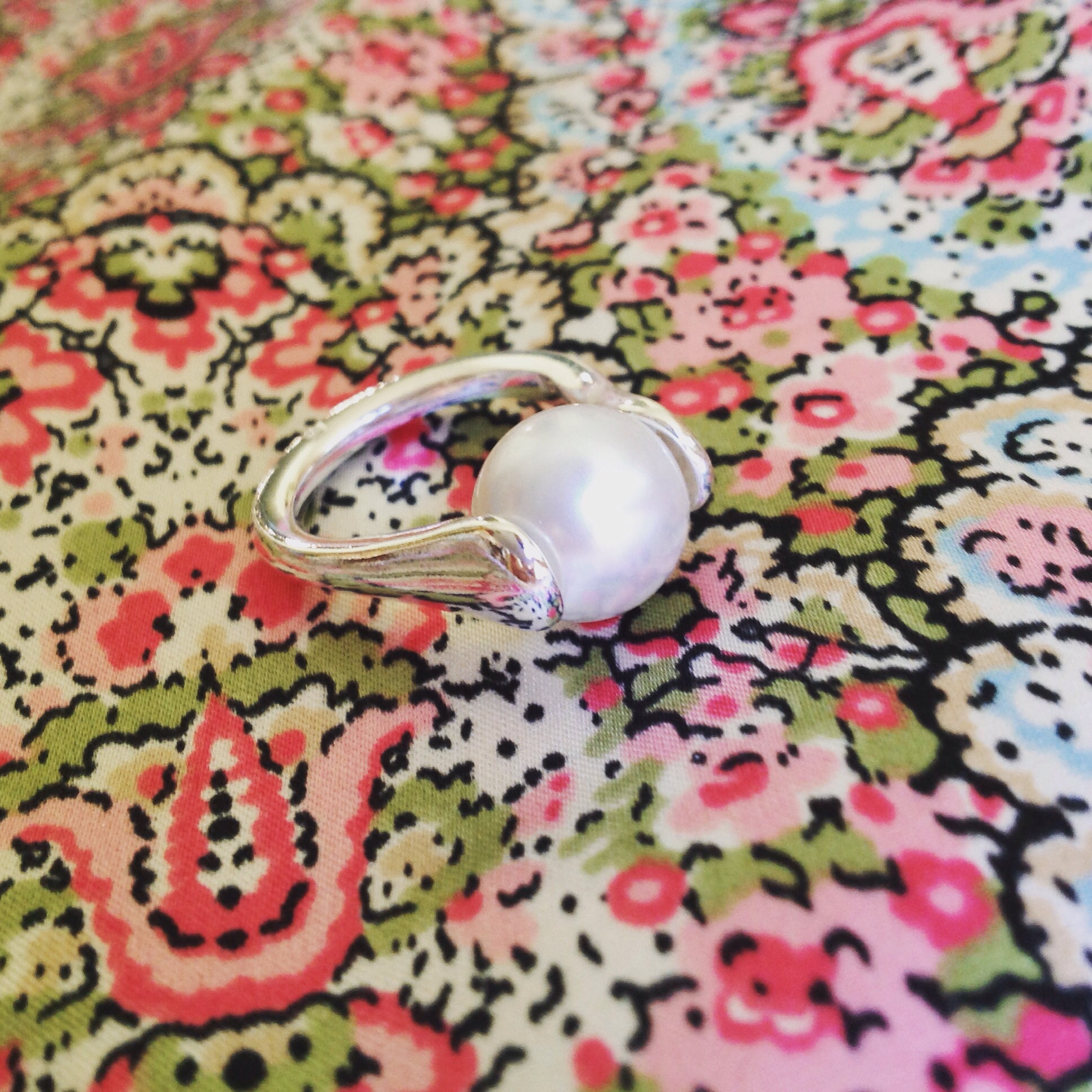 Ring Färgklick, med rund sten eller pärla - 8