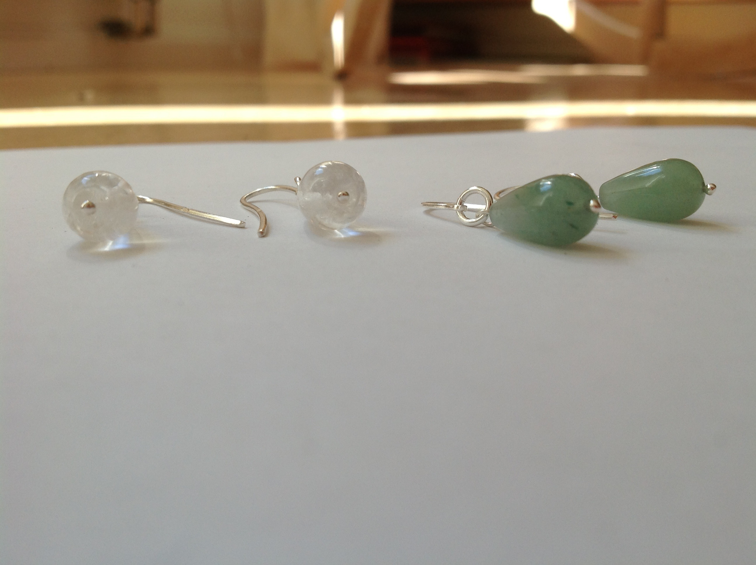 Örhänge Droppe, grön aventurine, rökkvarts eller bergskristall - 4