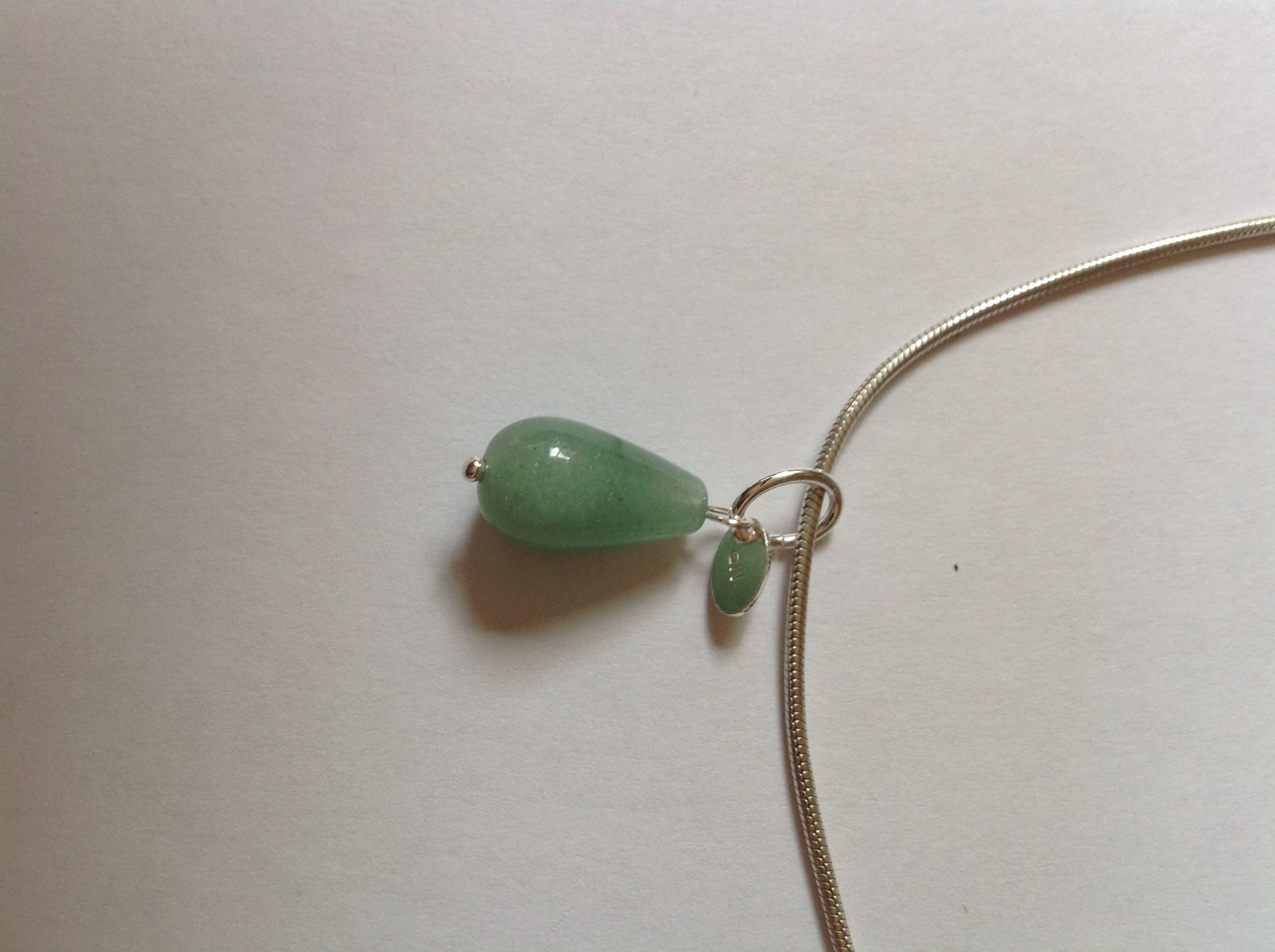 Hänge till halsband, Droppe. Grön aventurine, rökkvarts eller bergskristall - 6