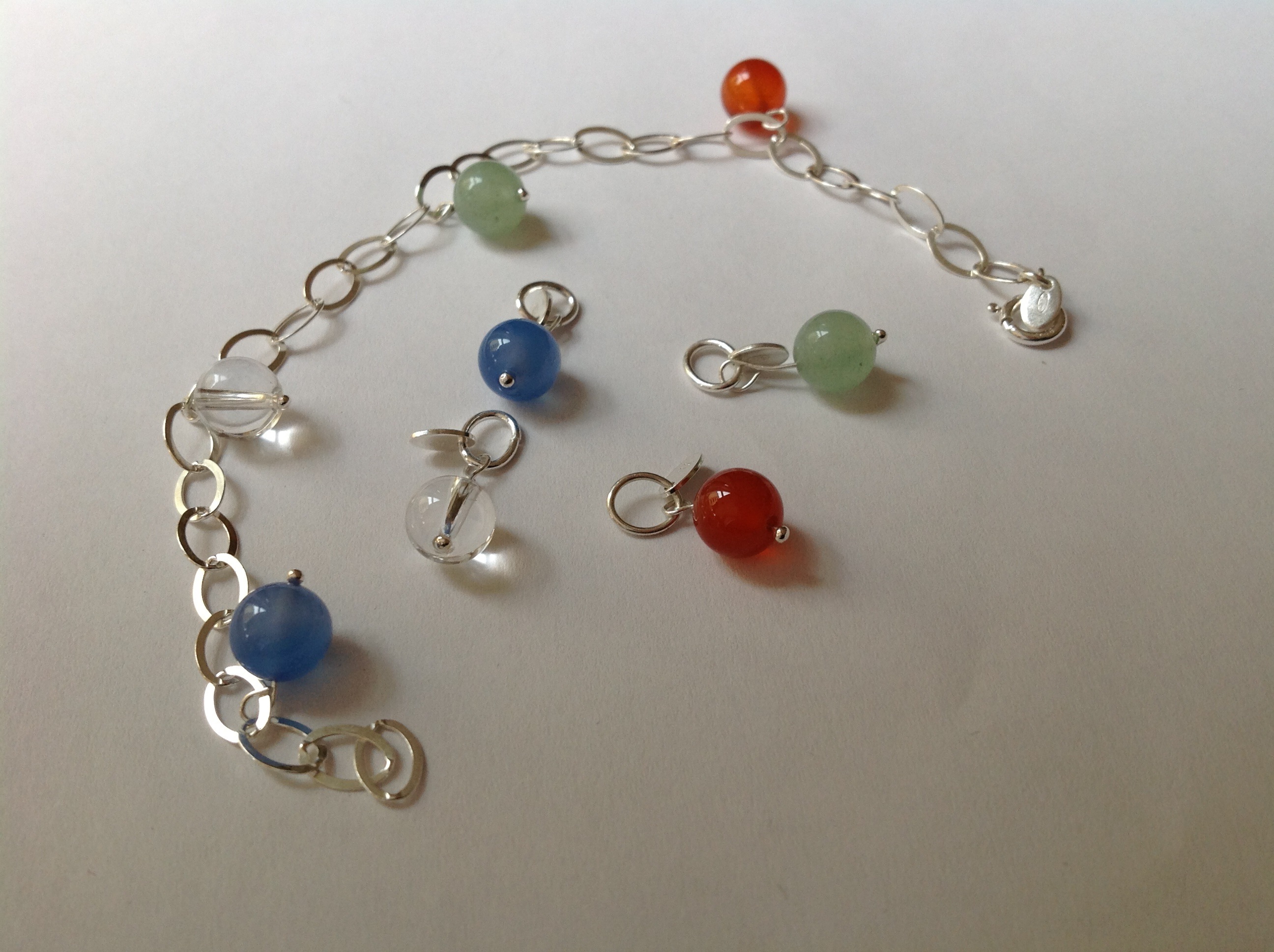 Hänge till halsband, Droppe. Grön aventurine, rökkvarts eller bergskristall - 14