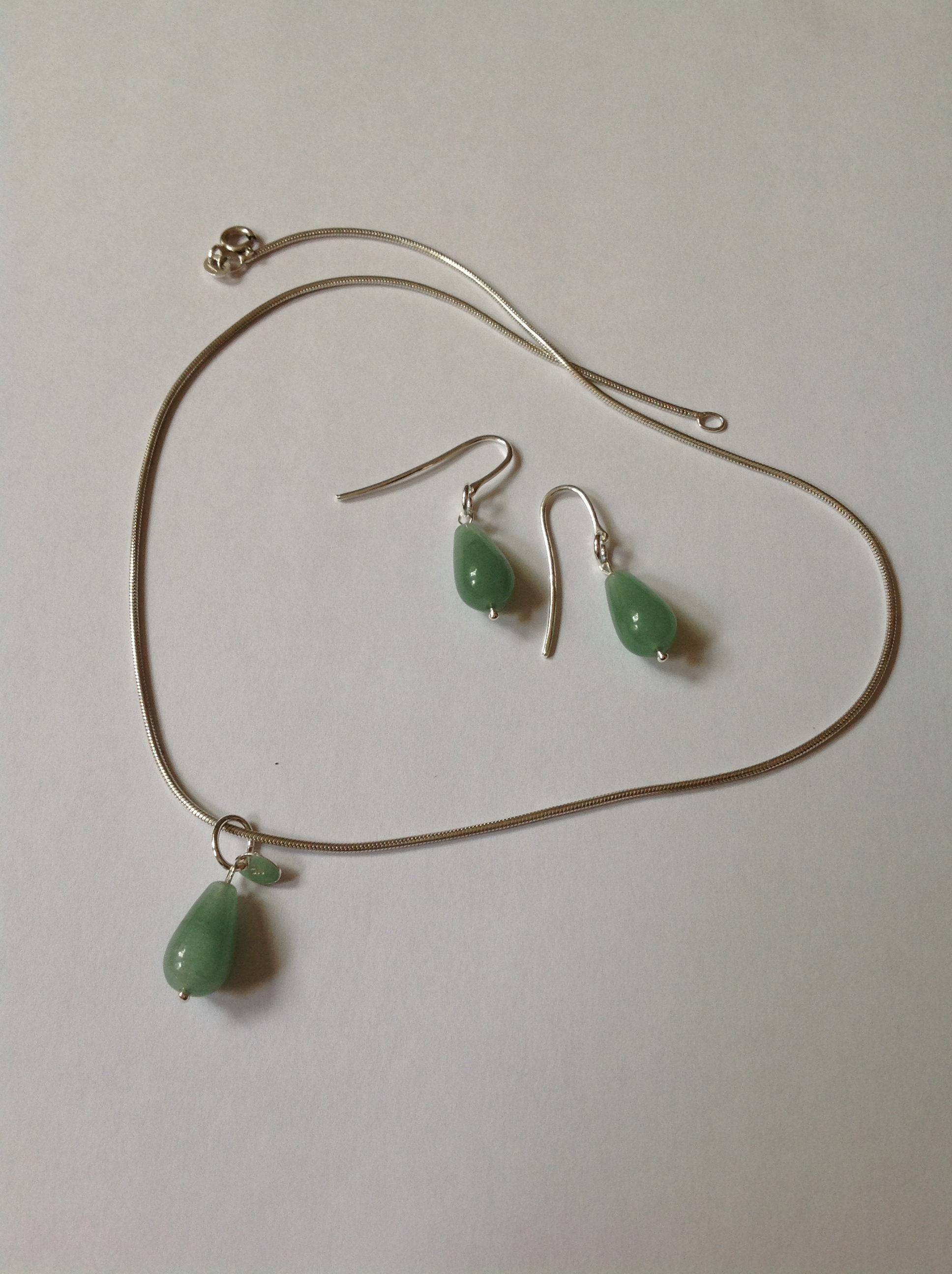 Hänge till halsband, Droppe. Grön aventurine, rökkvarts eller bergskristall - 13