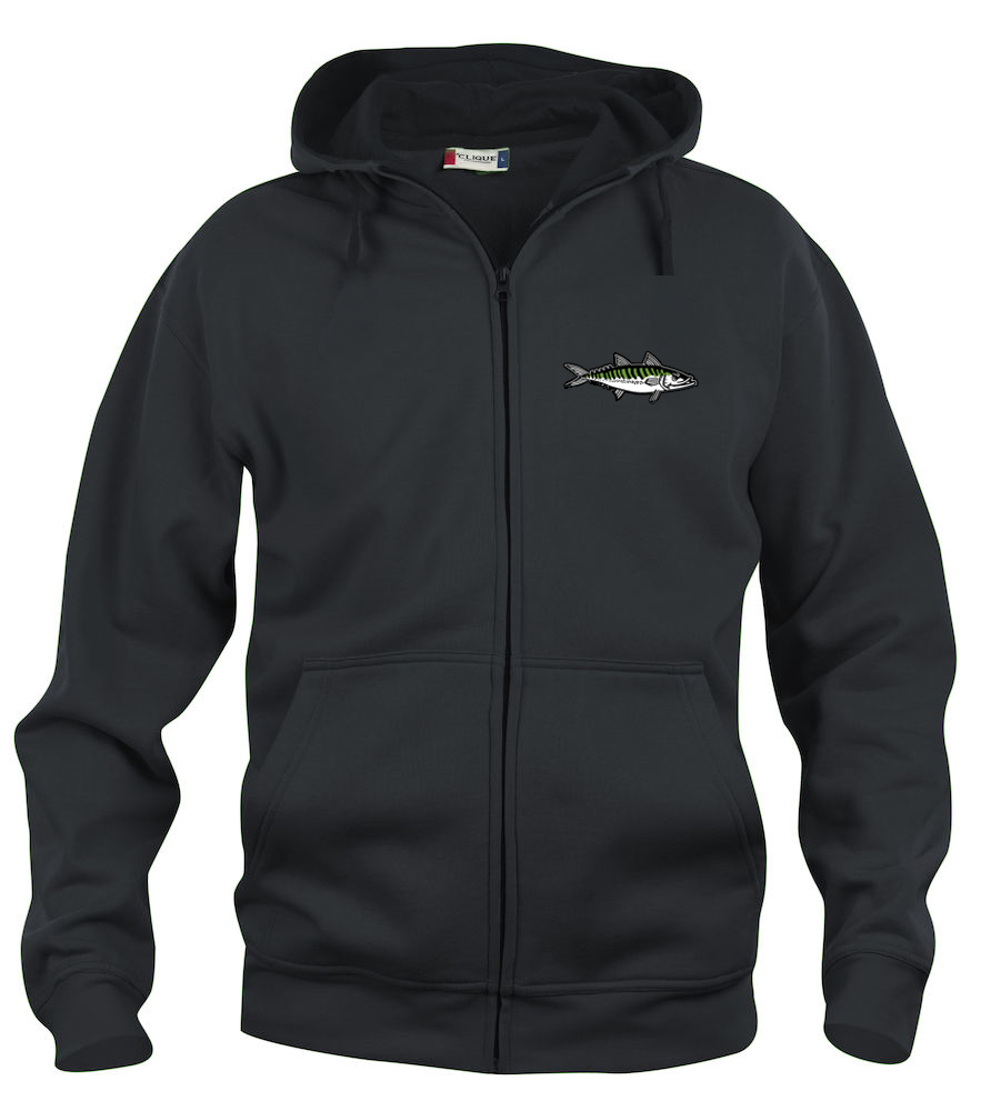 Hoodie zip m. broderad Makrill - 3