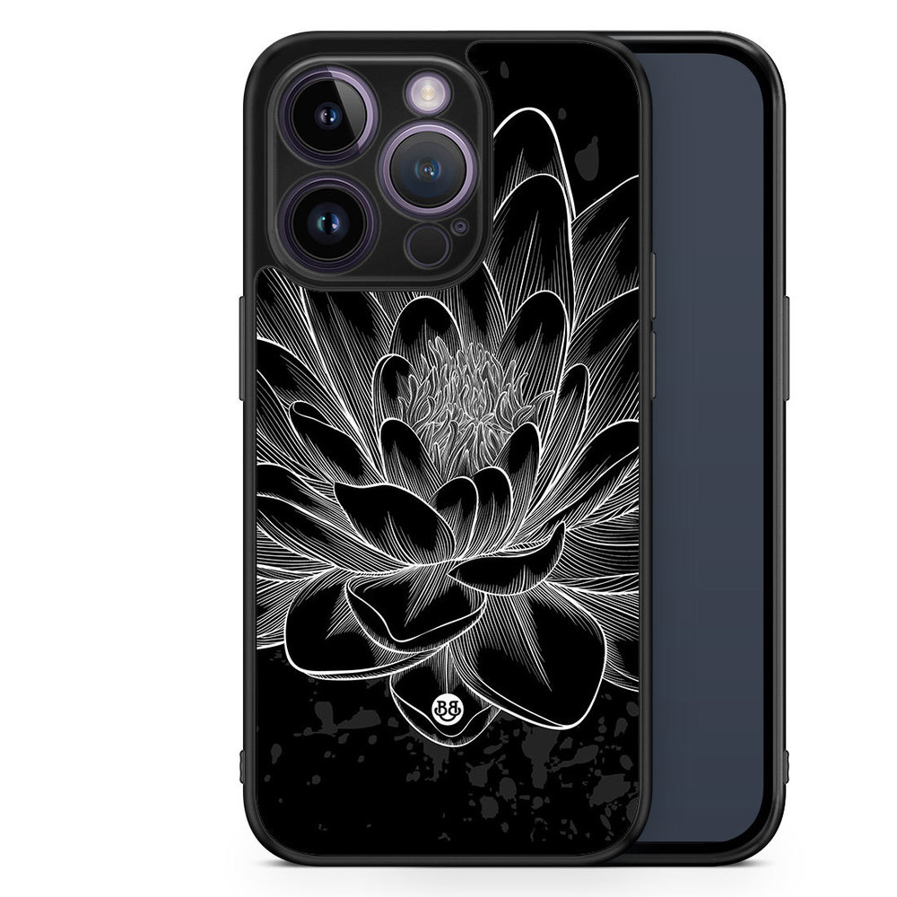 iPhone 14 Pro Case - Black/White Lotus