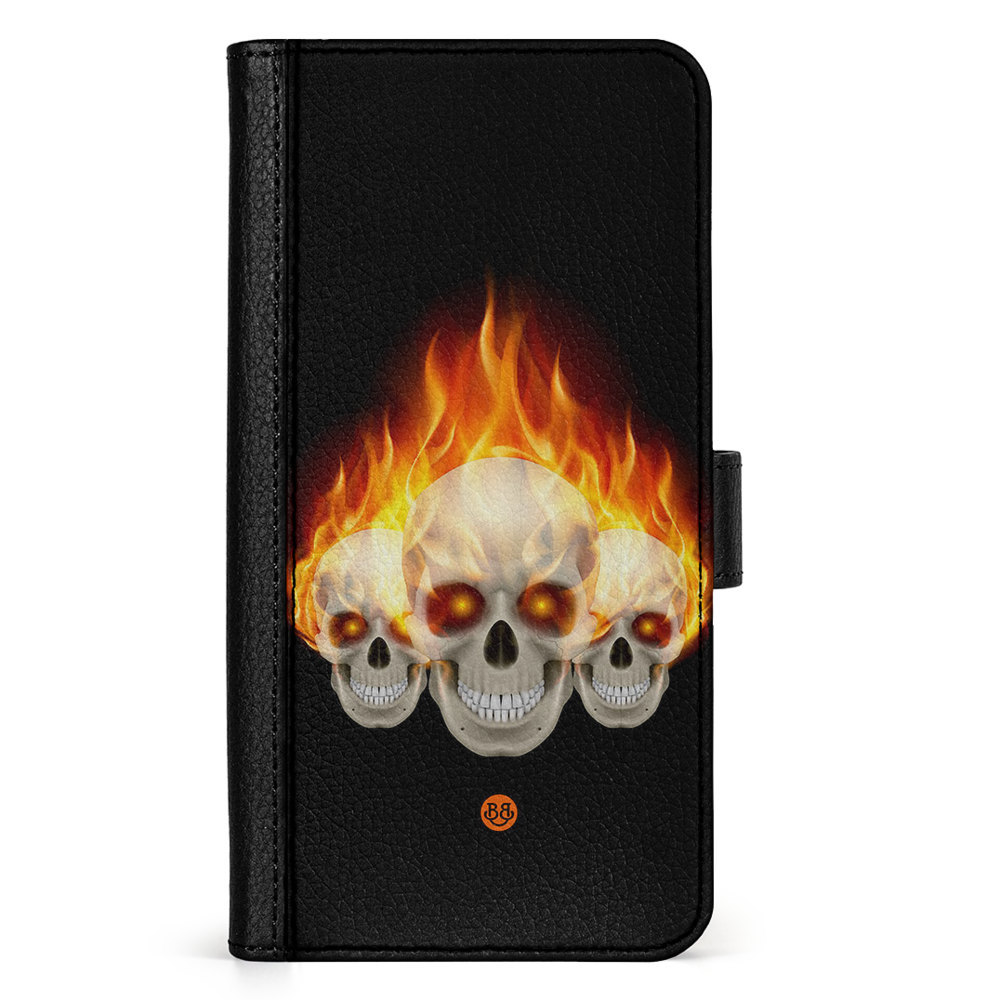 Doro 8050 Wallet Case - Flames Skulls