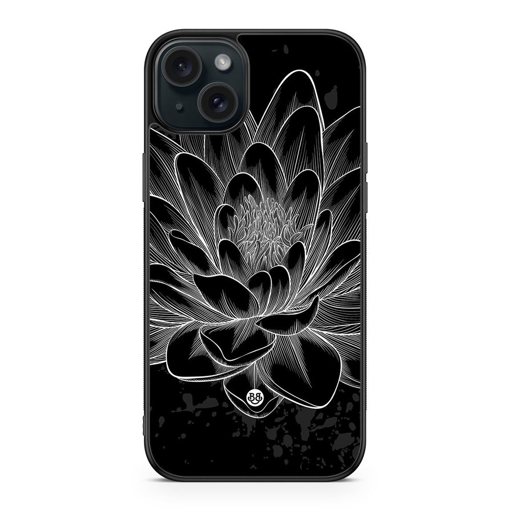 iPhone 15 Plus Case - Black/White Lotus