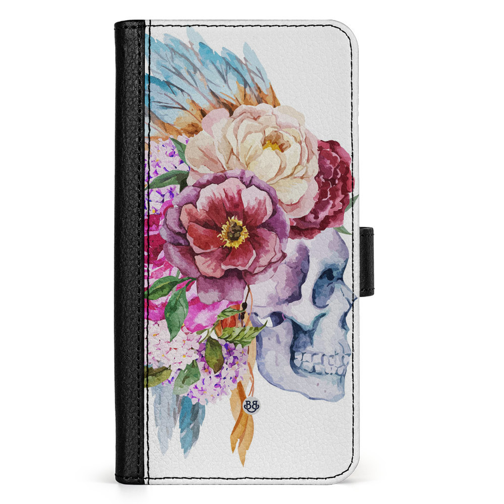 Doro 8050 Wallet Case - Skull & Flowers