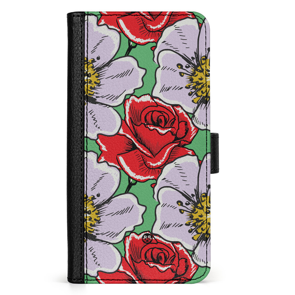 Doro 8050 Wallet Case - Red & White Floral