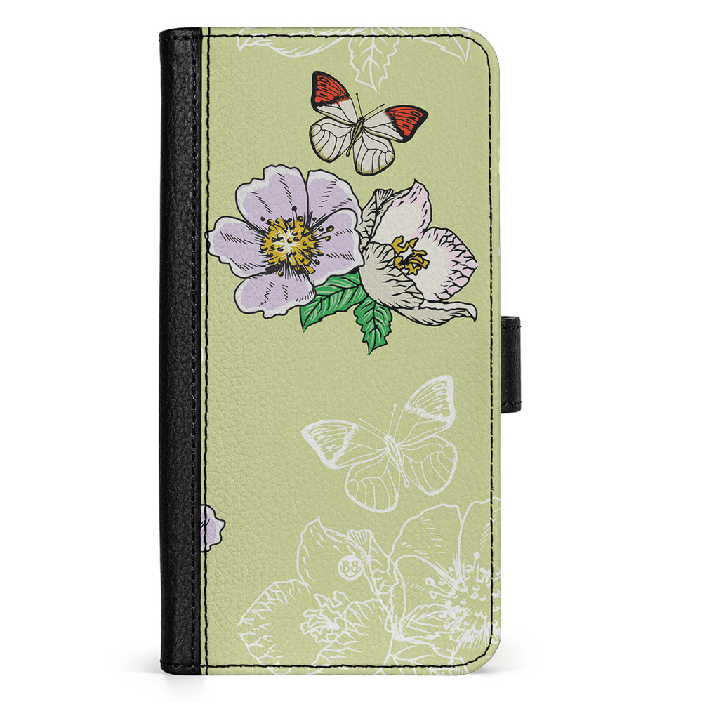 Doro 8050 Wallet Case - Butterfly Flower