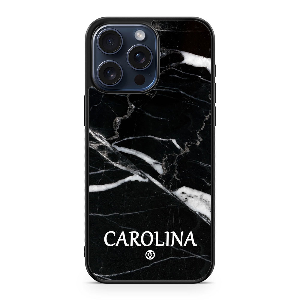 iPhone 15 Pro Max Custom Case - Black Marble Name