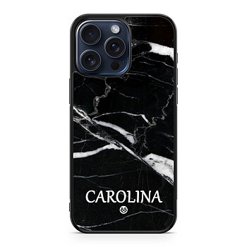 iPhone 15 Pro Max Custom Skal - Svart Marmor Namn