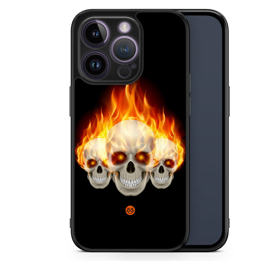 iPhone 14 Pro Case - Flames Skulls