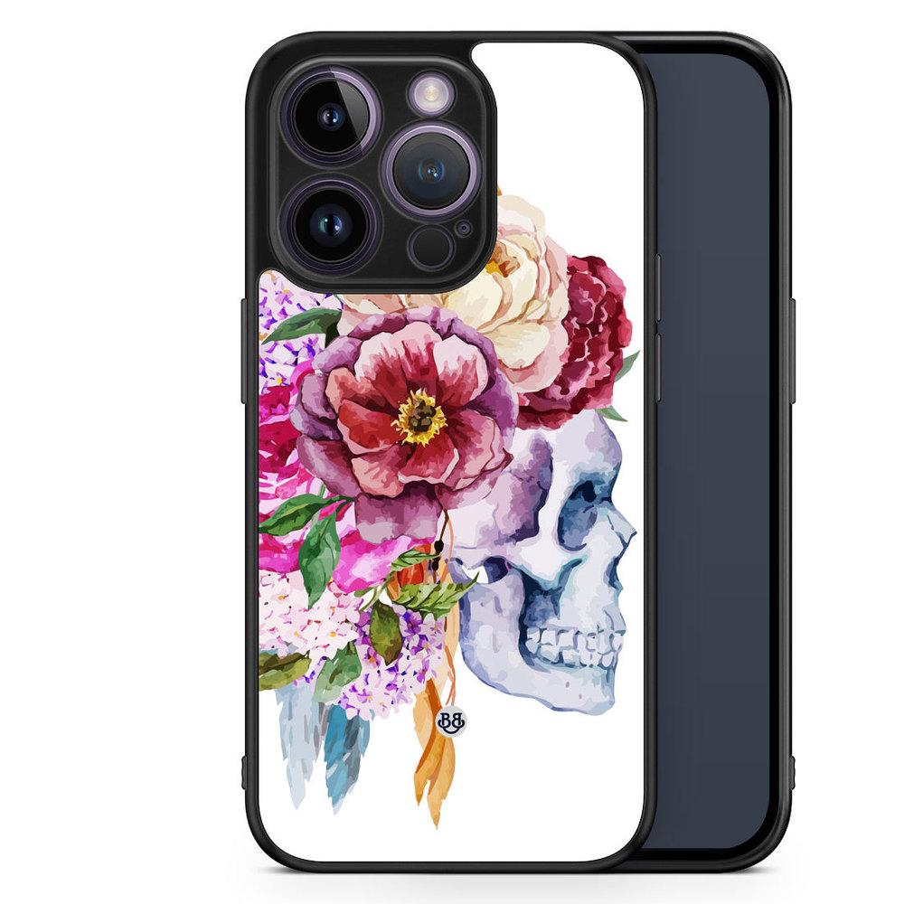 iPhone 14 Pro Case - Skull & Flowers