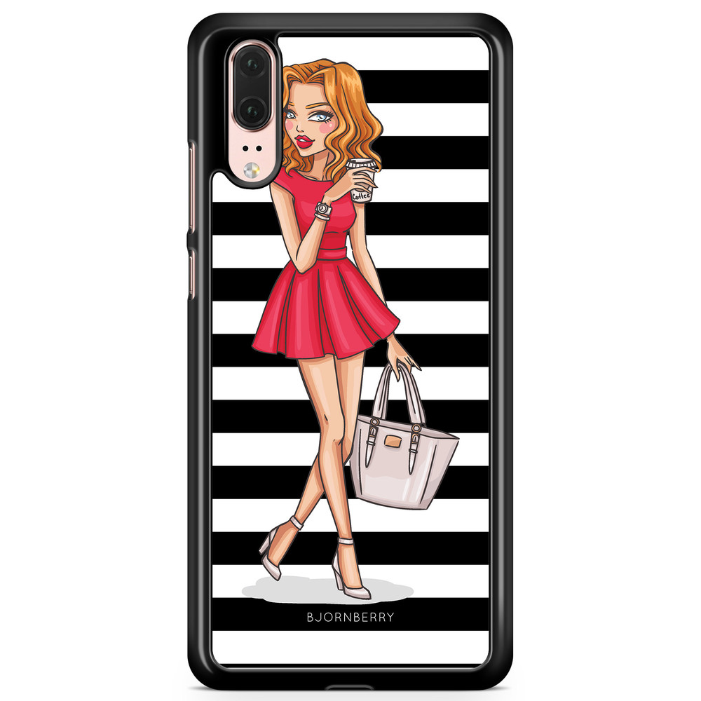 Huawei P20 Skal - Modeskiss Dam Röd