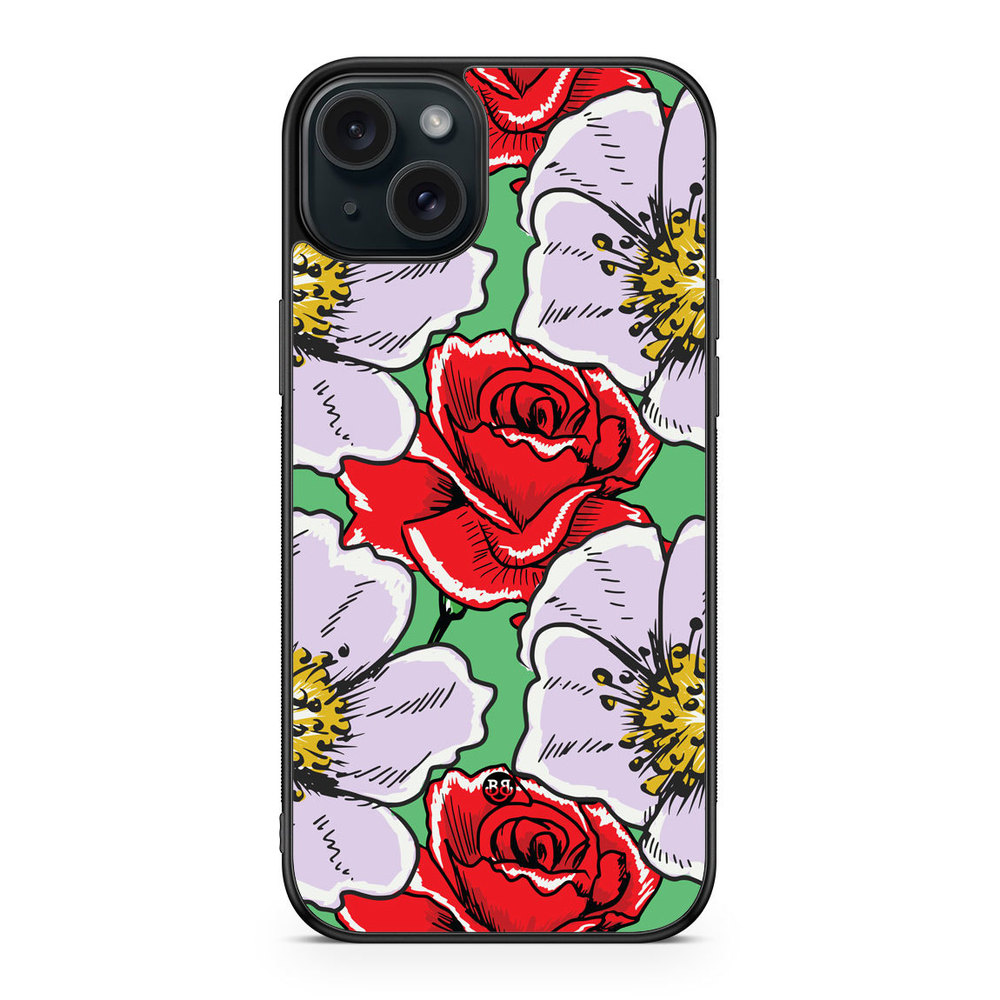 iPhone 15 Plus Case - Red & White Floral