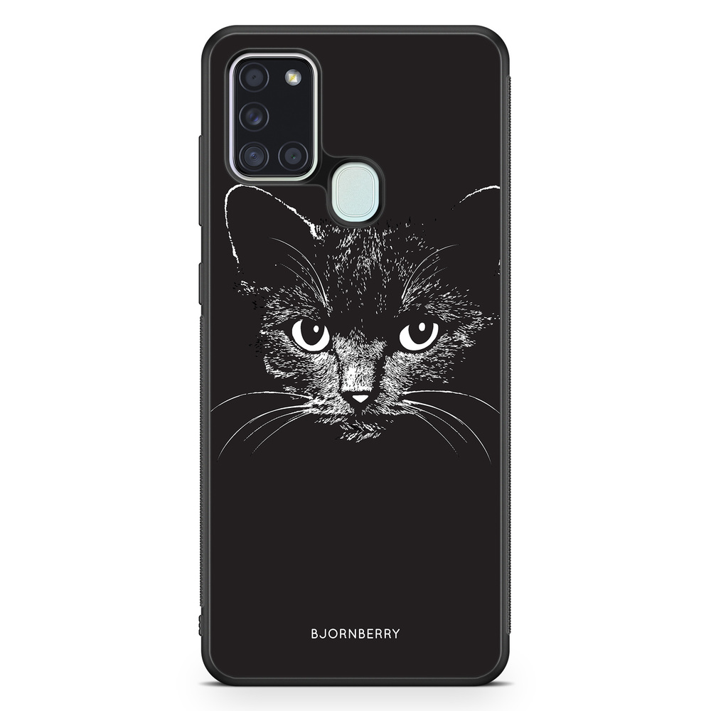 Samsung Galaxy A21s Case - Black/White Cat