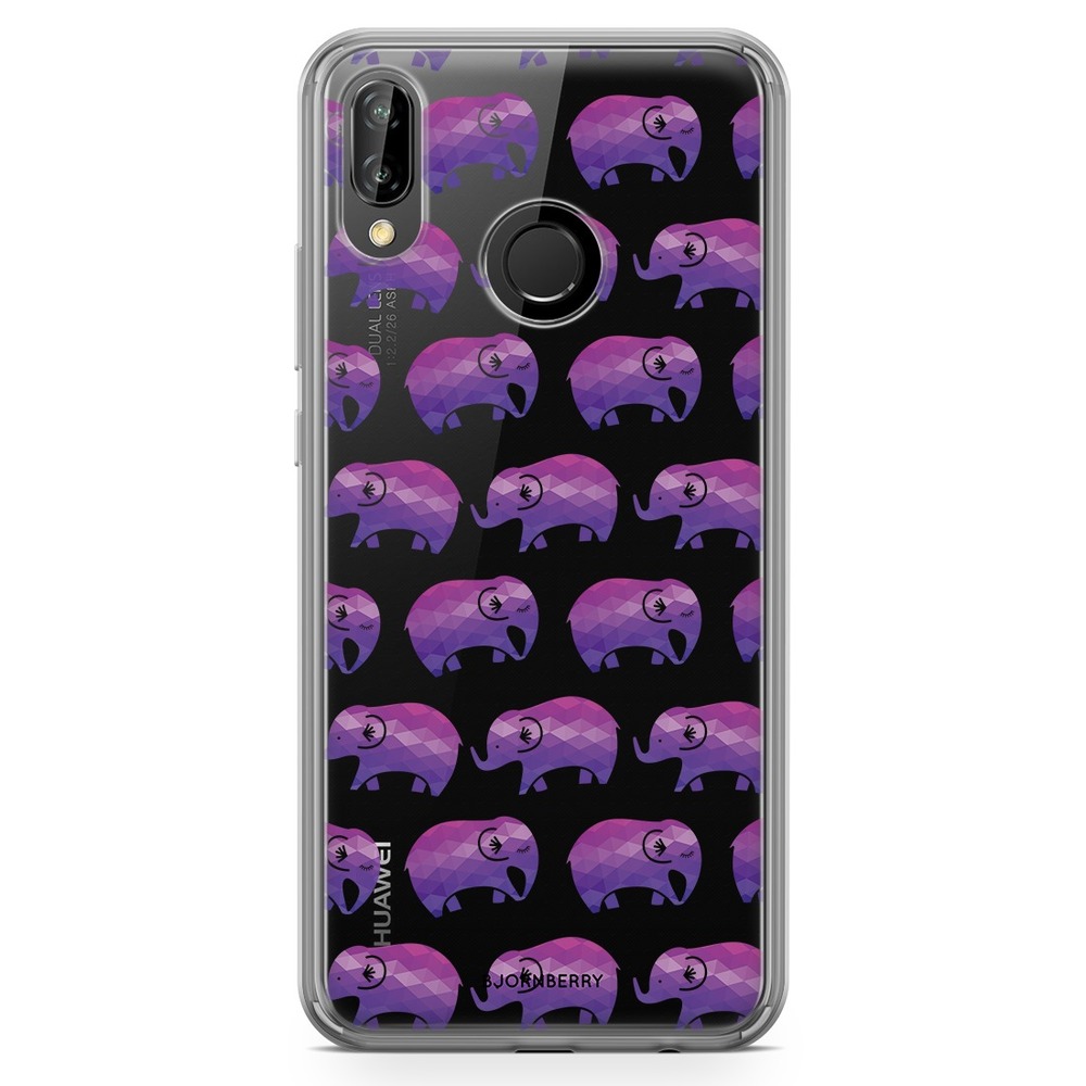 Huawei P20 Lite Fashion Skal - Lila Elefanter