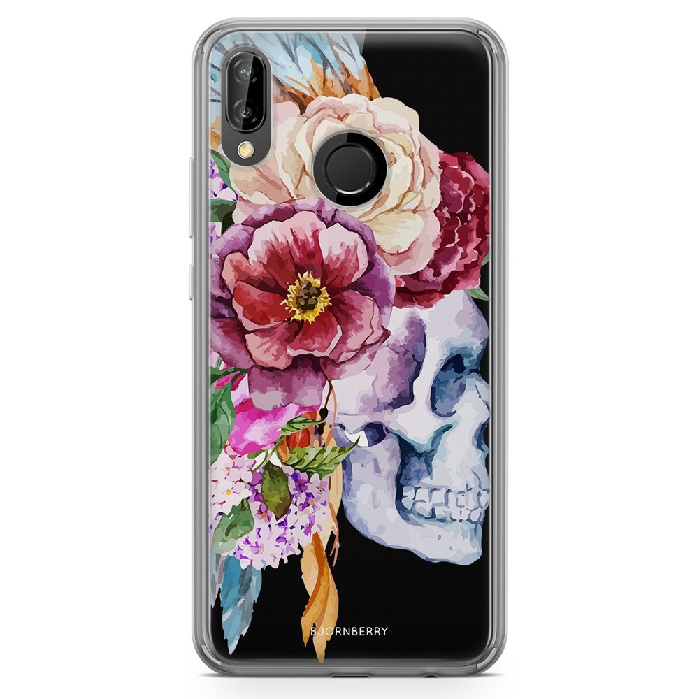 Huawei P20 Lite Fashion Case - Skull & Flowers