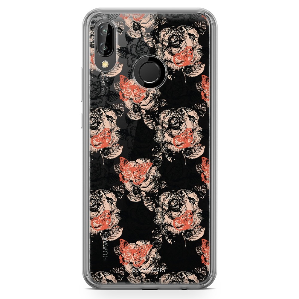 Huawei P20 Lite Fashion Skal - Fjärilar & Rosor