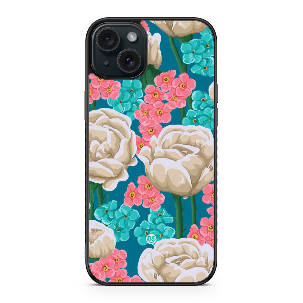 iPhone 15 Plus Case - Seamless White Roses