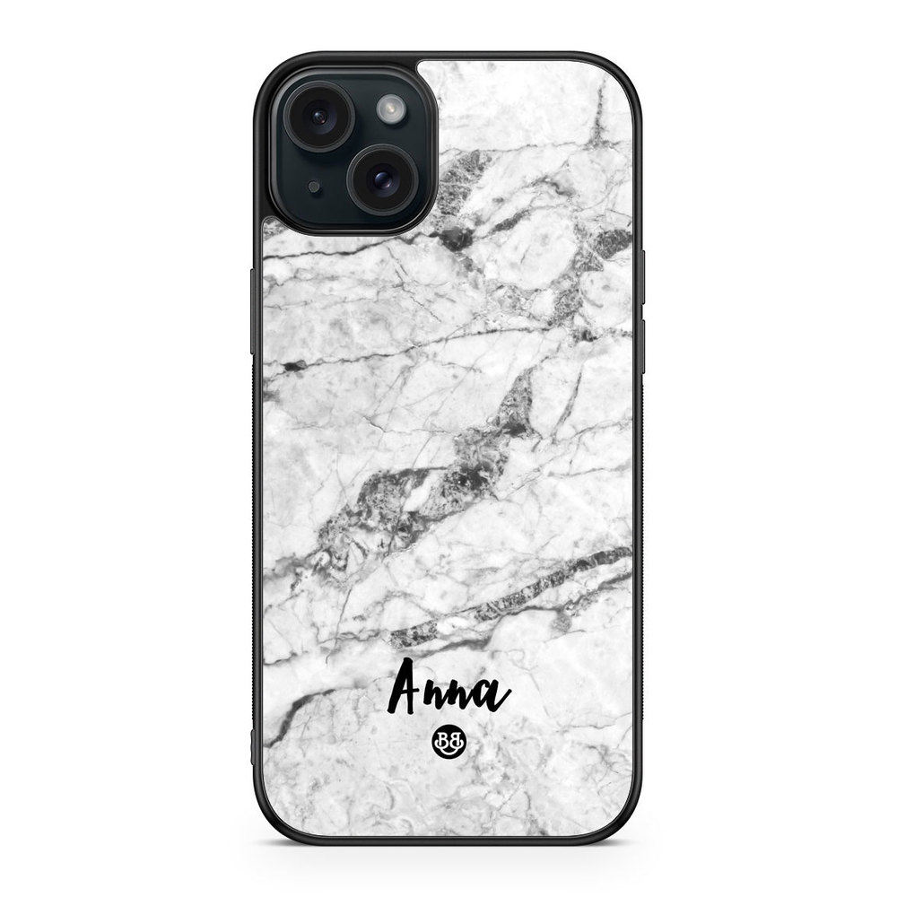 iPhone 15 Plus Custom Case - White Marble Name