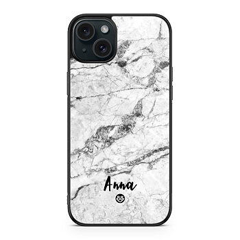 iPhone 15 Plus Custom Case - White Marble Name