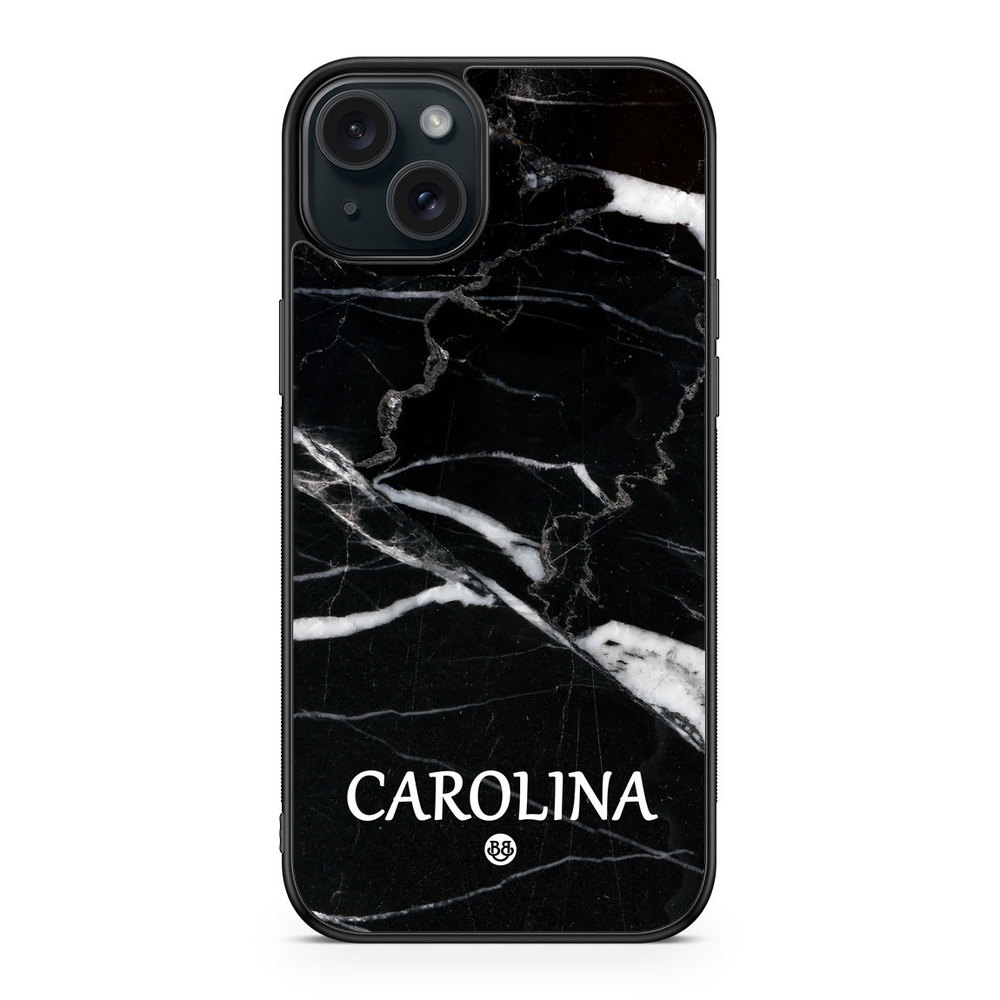 iPhone 15 Plus Custom Case - Black Marble Name