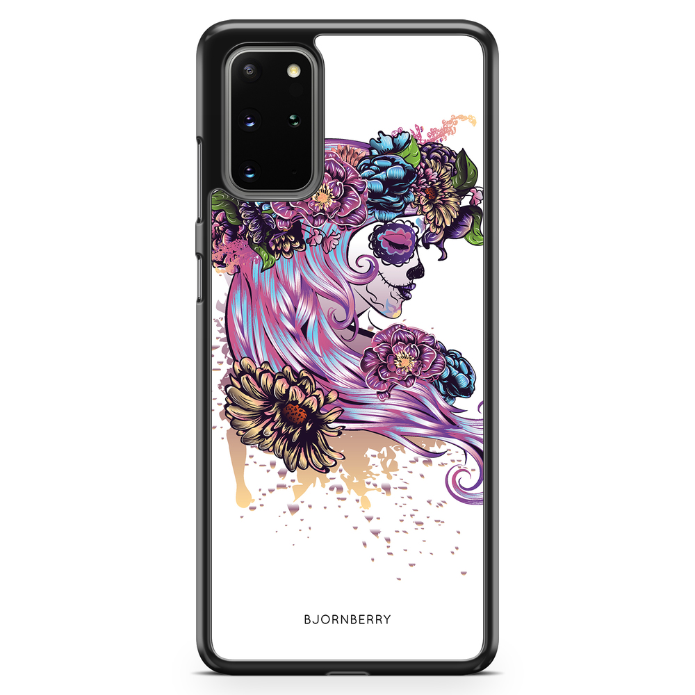 Samsung Galaxy S20 Plus Case - Skull Girl Flowers