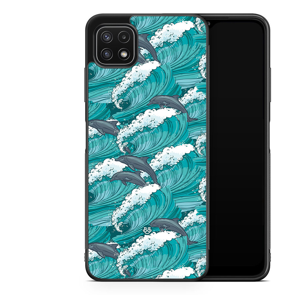 Samsung Galaxy A22 5G Case - Waves and Dolphins