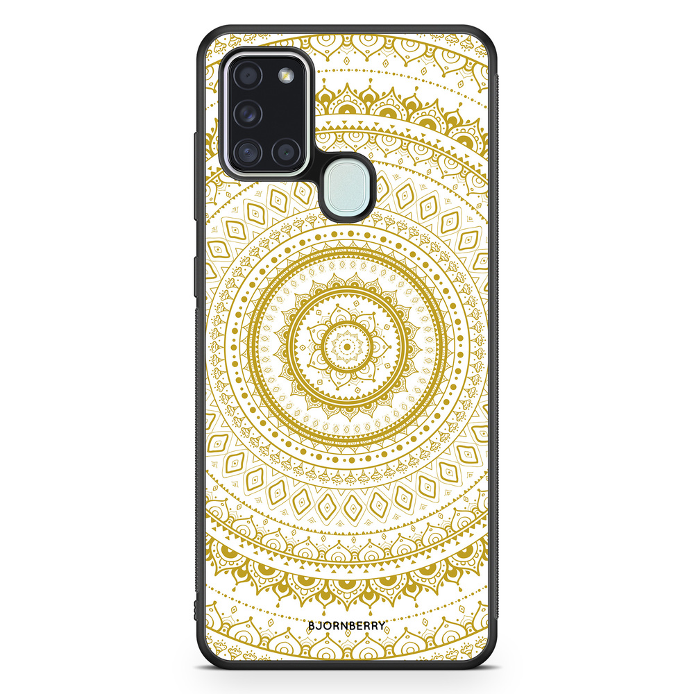 Samsung Galaxy A21s Case - White Gold Mandala
