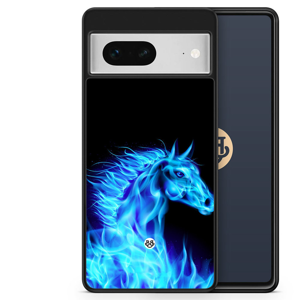 Google Pixel 7 Case - Flames Horse Blue