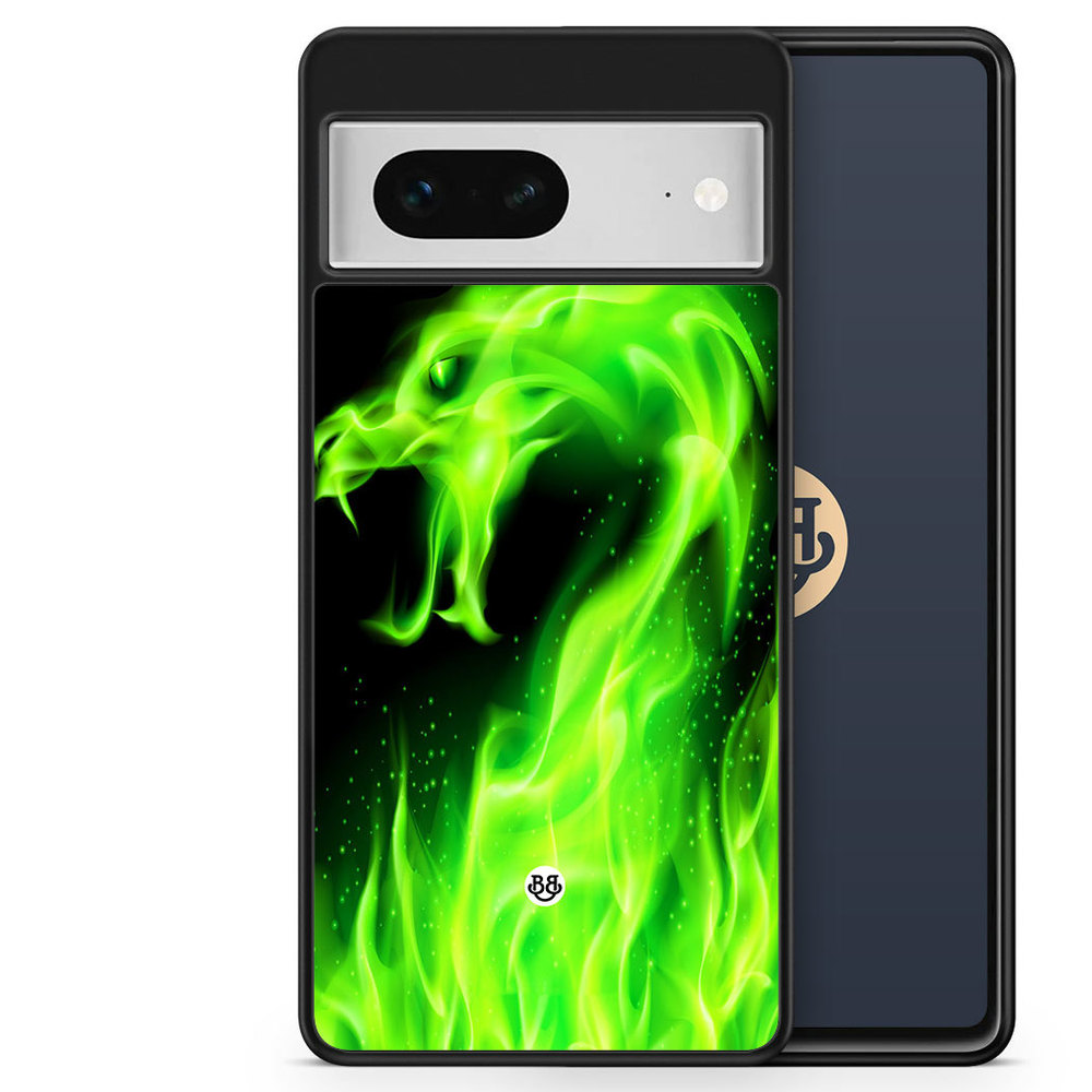 Google Pixel 7 Case - Green Flames Dragon