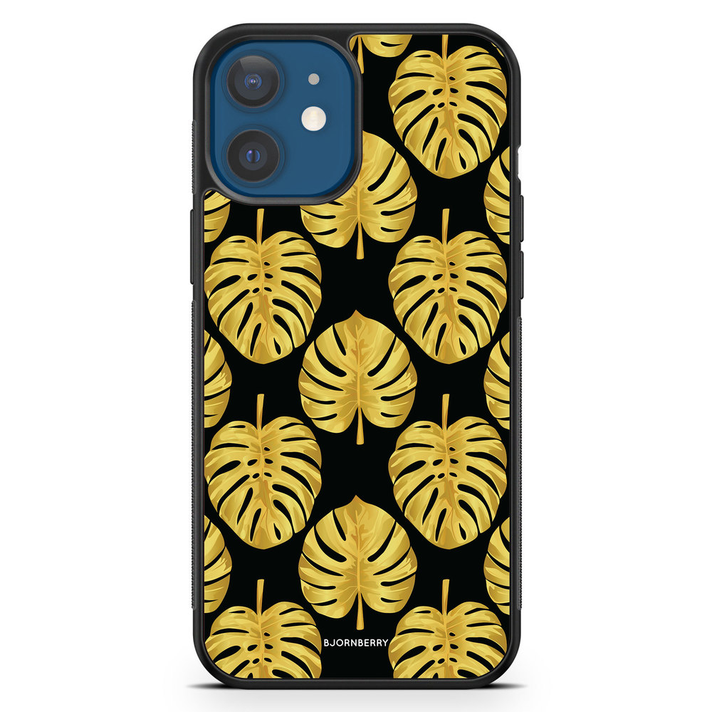 iPhone 12 Mini Case - Gold Monstera