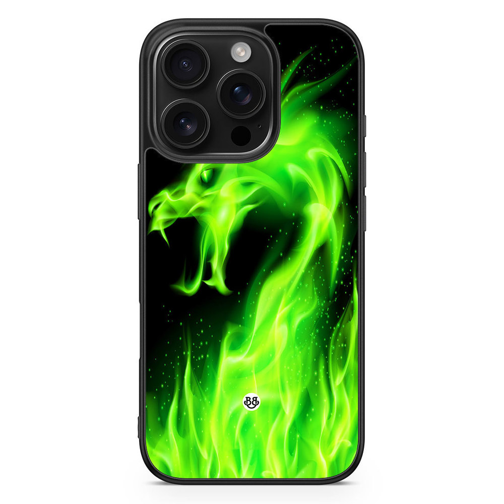 iPhone 16 Pro Case - Green Flames Dragon