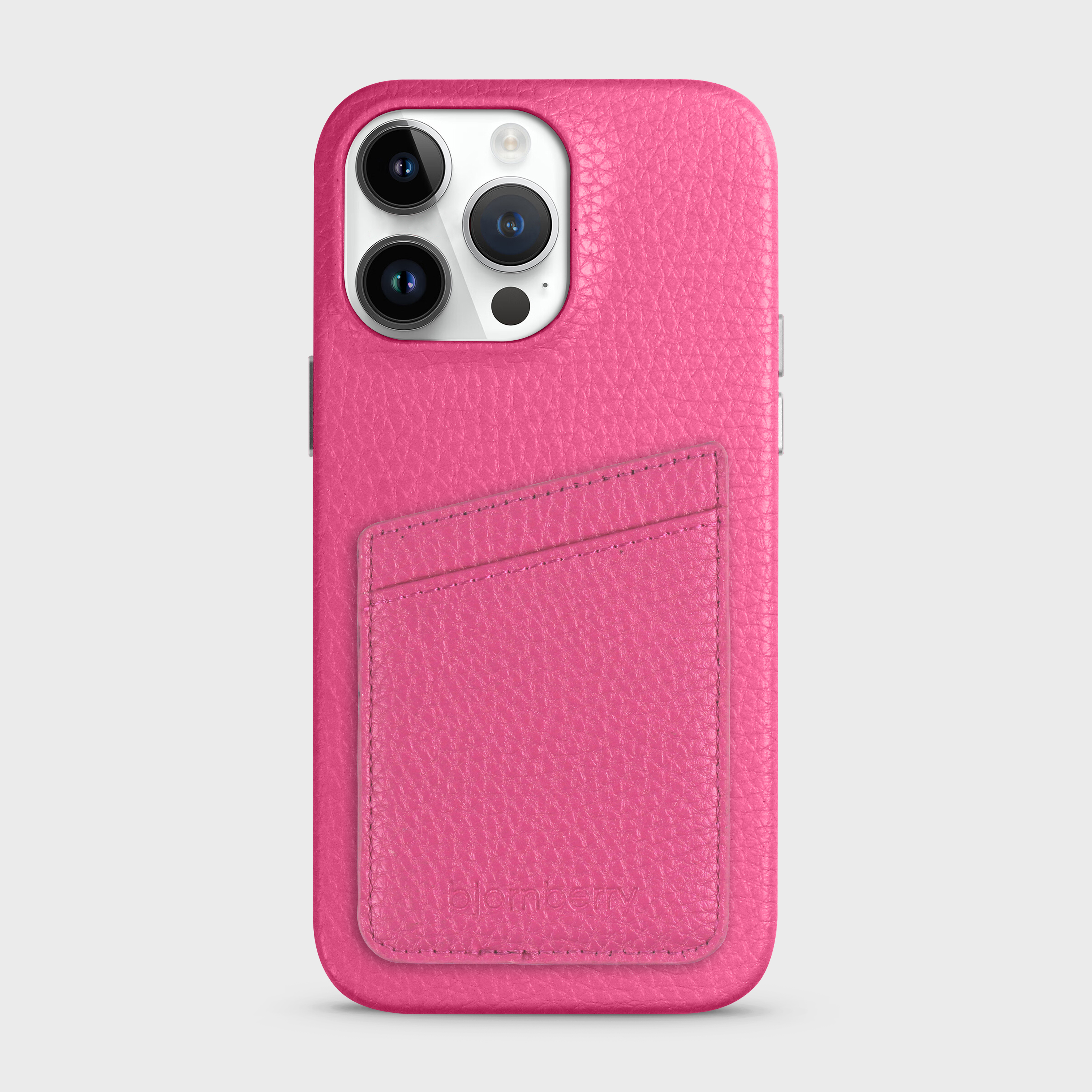iPhone 15 Pro Max Leather Case with Card Holder - Cerise - 2