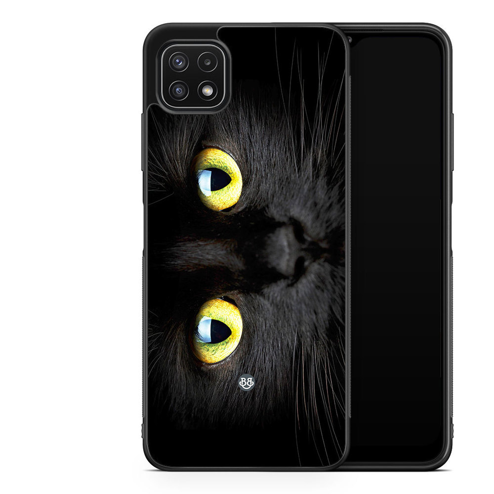 Samsung Galaxy A22 5G Case - Black Cat Close up