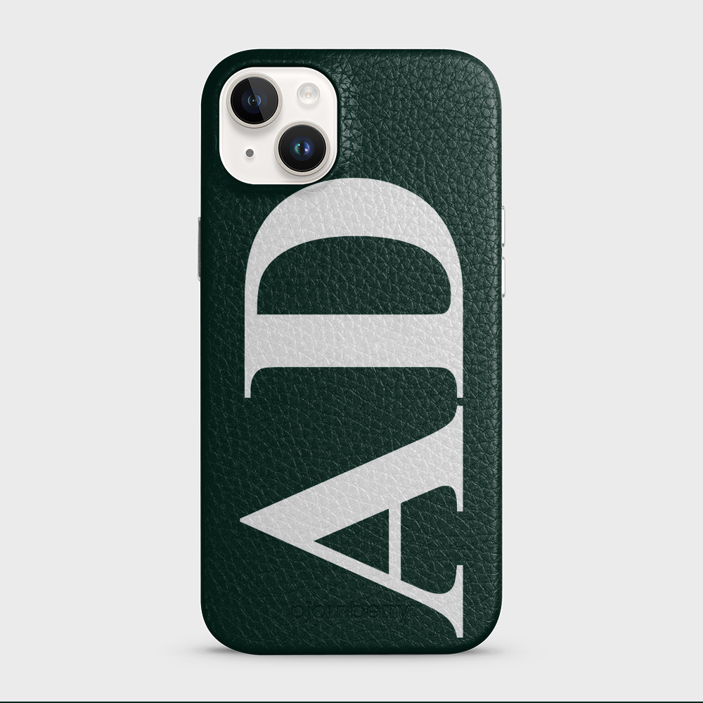 iPhone 15 Plus Personalised Leather Case - Large Initials - 28