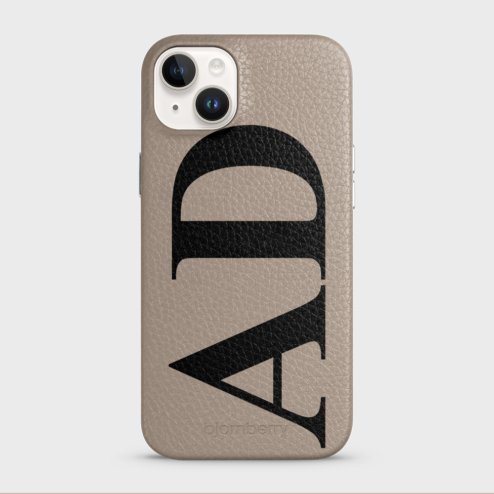 iPhone 15 Plus Personalised Leather Case - Large Initials - 39
