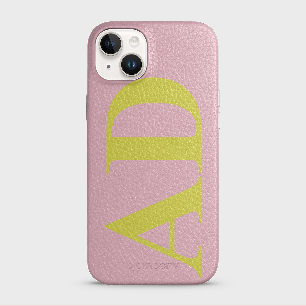 iPhone 15 Plus Personalised Leather Case - Large Initials - 15