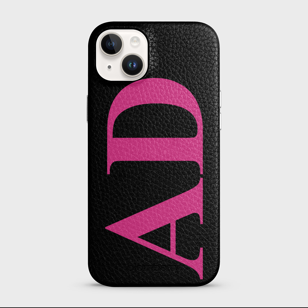 iPhone 15 Plus Personalised Leather Case - Large Initials - 2