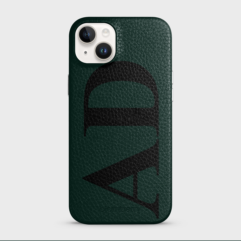 iPhone 15 Plus Personalised Leather Case - Large Initials - 27