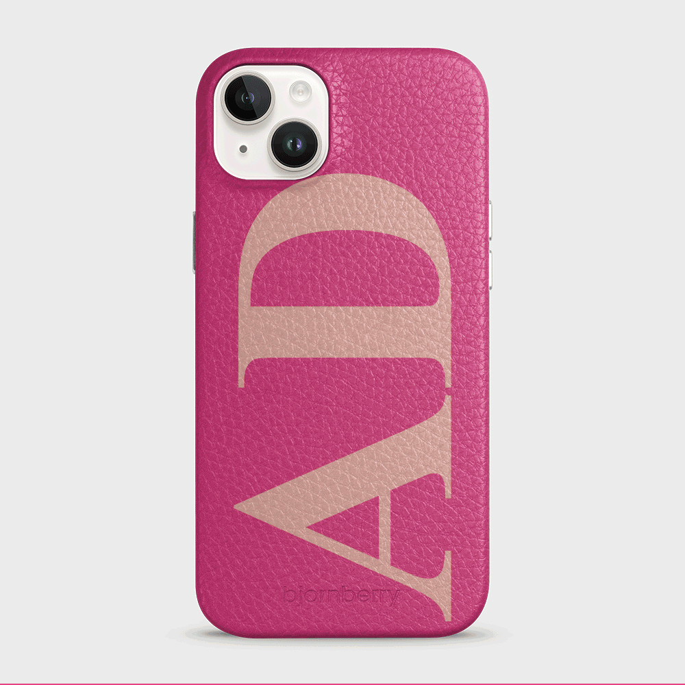 iPhone 15 Plus Personalised Leather Case - Large Initials