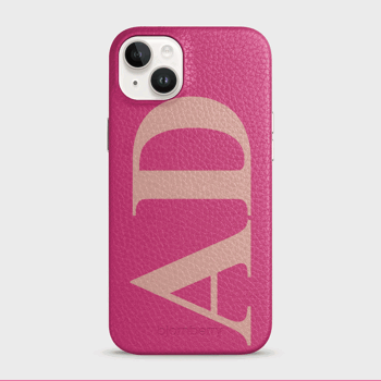 iPhone 15 Plus Personalised Leather Case - Large Initials
