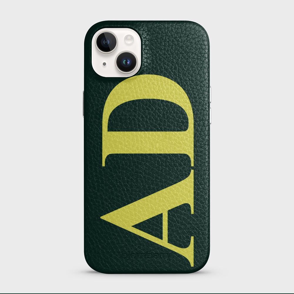 iPhone 15 Plus Personalised Leather Case - Large Initials - 29