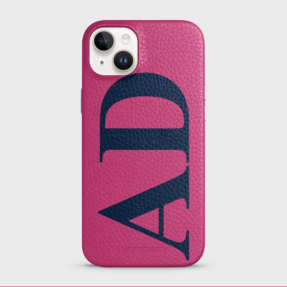 iPhone 15 Plus Personalised Leather Case - Large Initials - 30