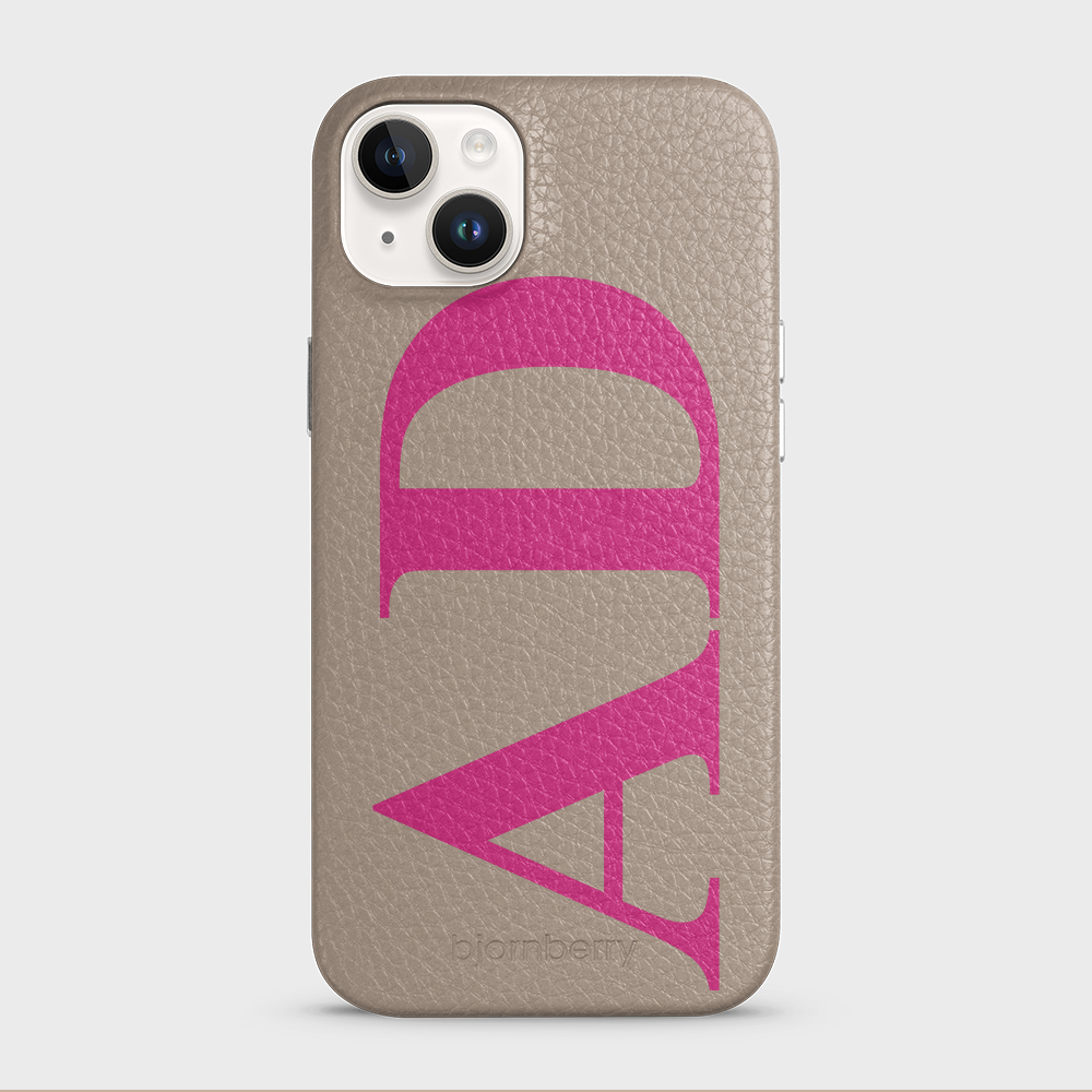 iPhone 15 Plus Personalised Leather Case - Large Initials - 43