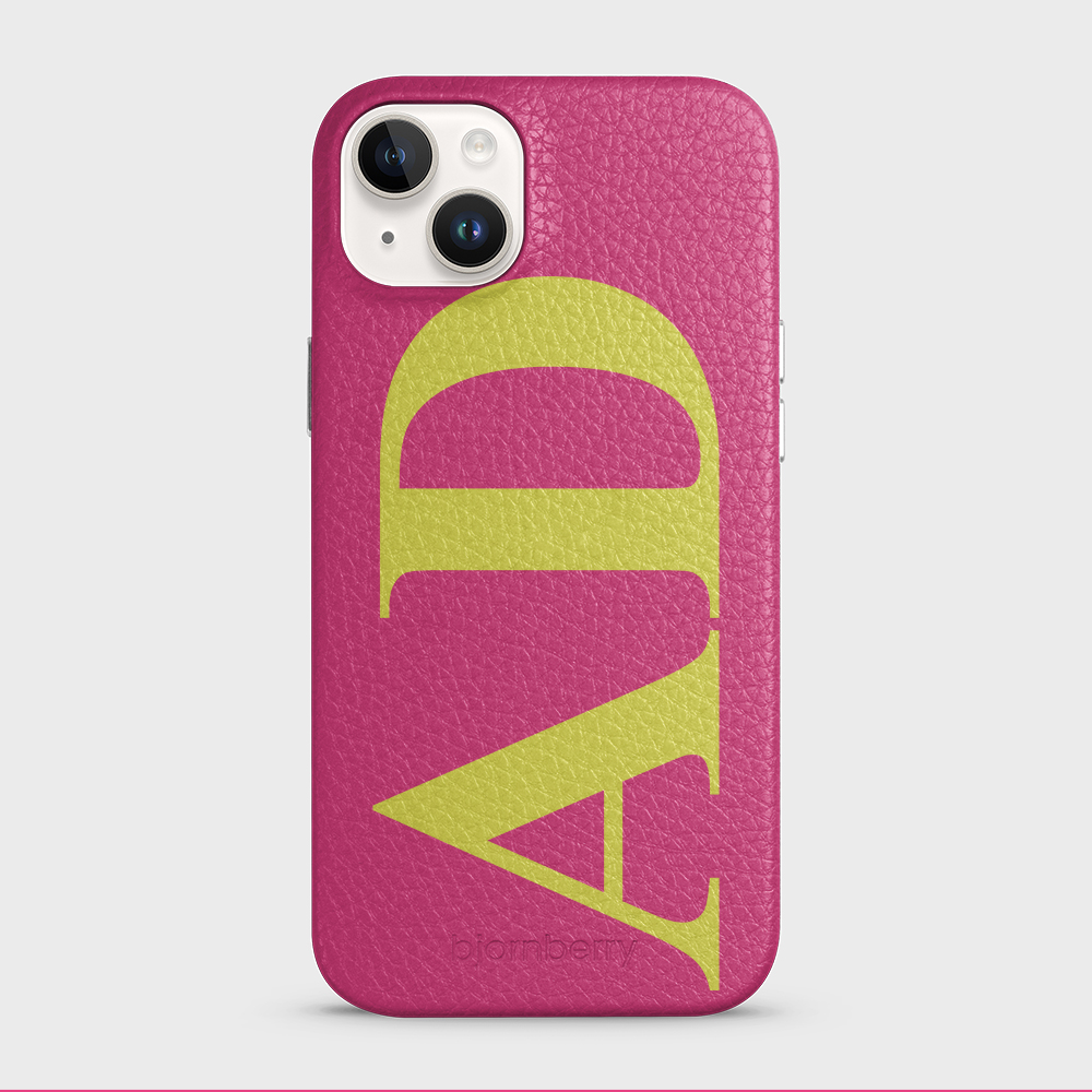iPhone 15 Plus Personalised Leather Case - Large Initials - 36