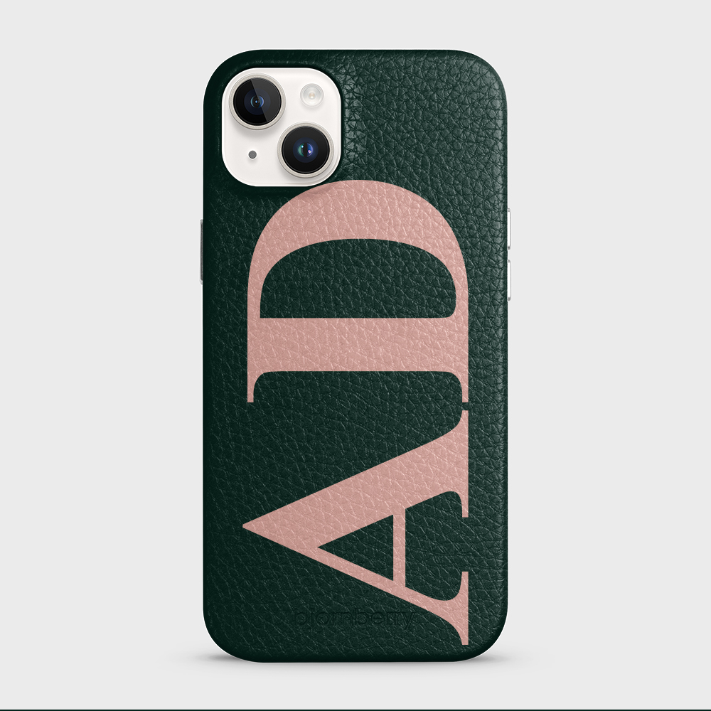 iPhone 15 Plus Personalised Leather Case - Large Initials - 25