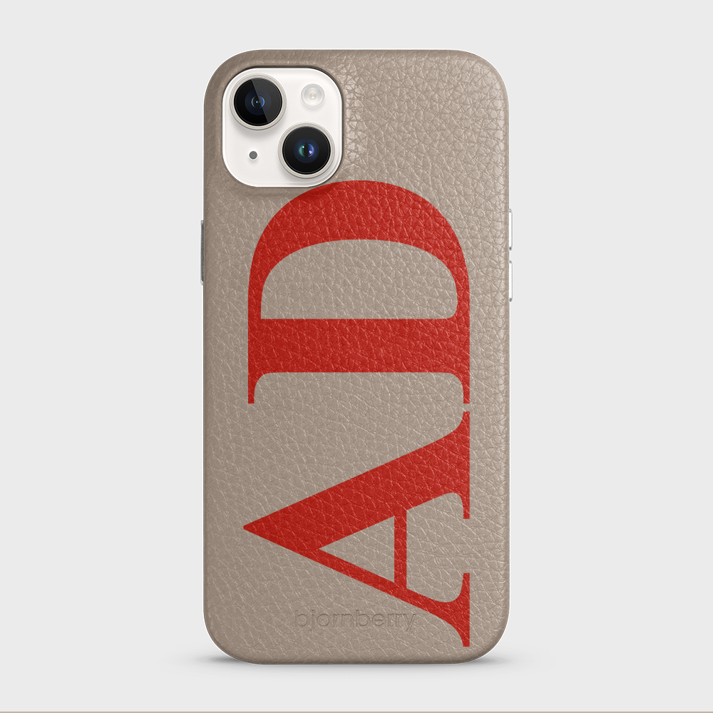 iPhone 15 Plus Personalised Leather Case - Large Initials - 38
