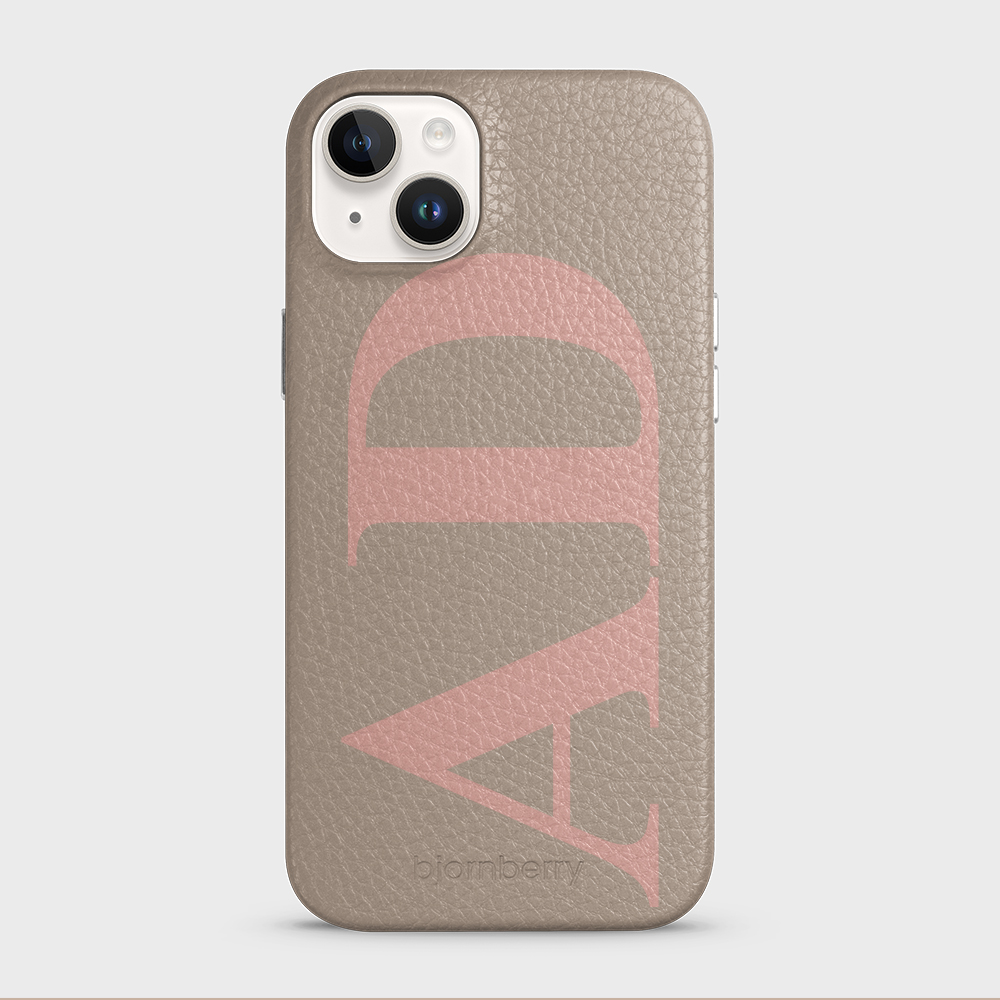 iPhone 15 Plus Personalised Leather Case - Large Initials - 37