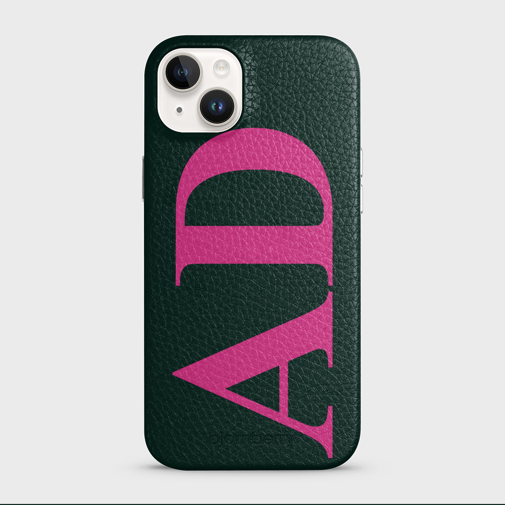 iPhone 15 Plus Personalised Leather Case - Large Initials - 24